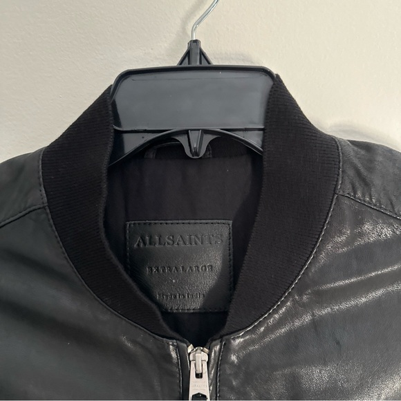 ALLSAINTS Leather Jacket XL Mens Black XL Biker Bomber All saints - Picture 2 of 16
